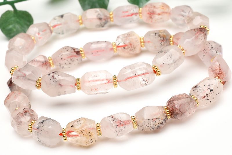 レピドクロサイトインクォーツ　10-12x7-8mm　原石ラフカット ブレスレット アクセサリー 1個売り _B1690-3
