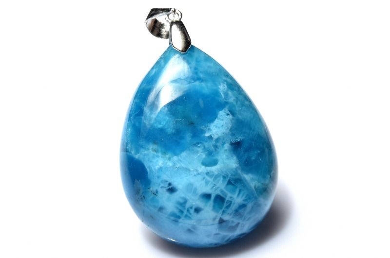 【1点物】Silver925◇爽やか ブルーアパタイト　31x23mm　ドロップ ペンダントトップ アクセサリー _PD5042