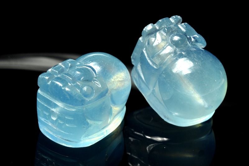 AAA☆繊細彫刻 アクアマリン　19-21x14-21mm　貔貅彫刻(通し穴) ビーズ ハンドメイ...