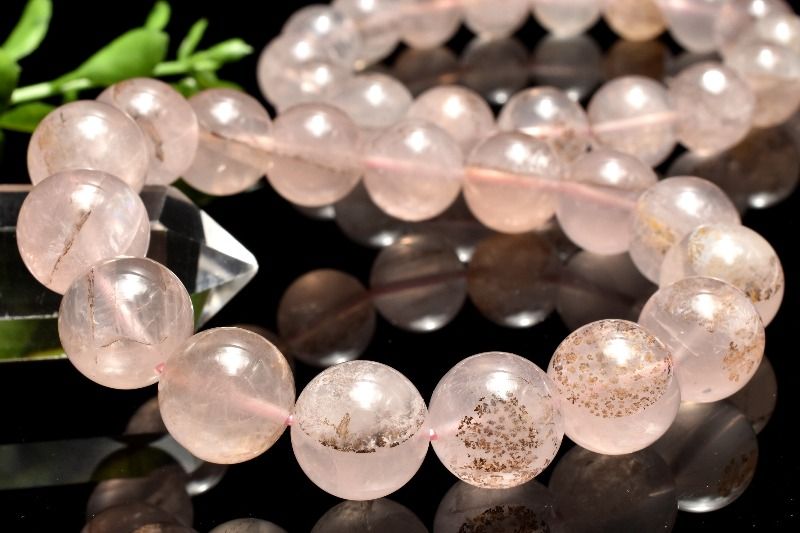 レア共生！ デンドリティックローズクォーツ　8.5mm ブレスレット アクセサリー 1個売り _BG6984-85