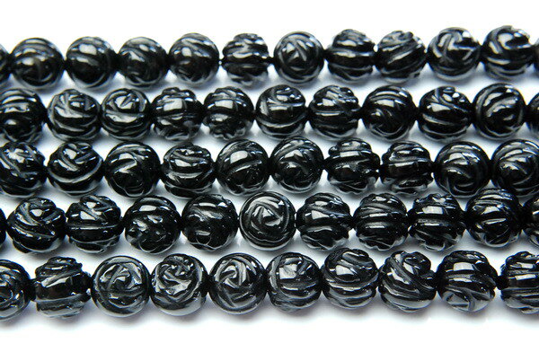 【連売り】オニキス　バラカット　8mm　1連（約38cm）天然石 パワーストーン ビーズ パーツ _R1180-8