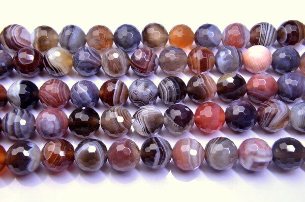 【10％OFF!】【連売り】10mm【ボツワナアゲート 128面カット】 1連（約38cm）天然石 パワーストーン ビーズ パーツ _R1290