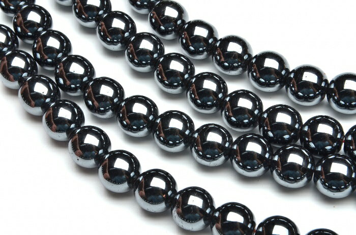 【連売り】8mm【ヘマタイト（磁気入り） 】 1連（約38cm）天然石 パワーストーン ビーズ パーツ [R1309]