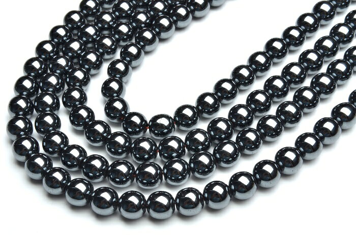【連売り】8mm【ヘマタイト（磁気入り） 】 1連（約38cm）天然石 パワーストーン ビーズ パーツ [R1309]