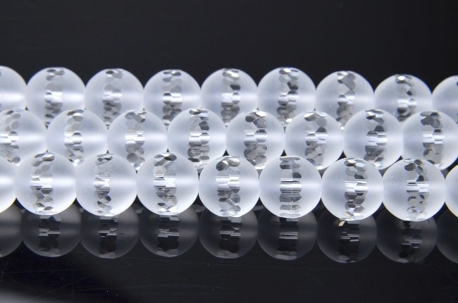 【連売り】6mm【水晶フロストカット 】 1連（約38cm）天然石 パワーストーン ビーズ パーツ _R1472