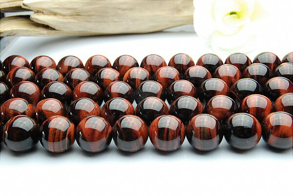 【連売り】レッドタイガーアイ　16mm 1連（約38cm）天然石 パワーストーン ビーズ パーツ _R222