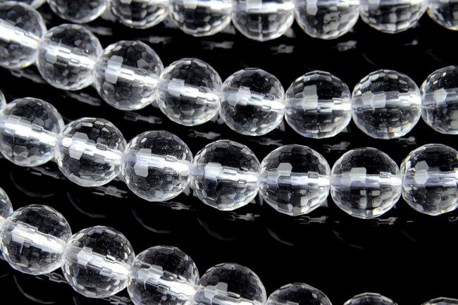 【連売り】128面カット水晶　6mm 1連（約38cm）天然石 パワーストーン ビーズ パーツ _R292