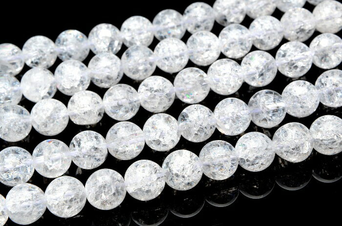 【10％OFF!】【連売り】クラック水晶　12mm 1連（約38cm）天然石 パワーストーン ビーズ パーツ _R298