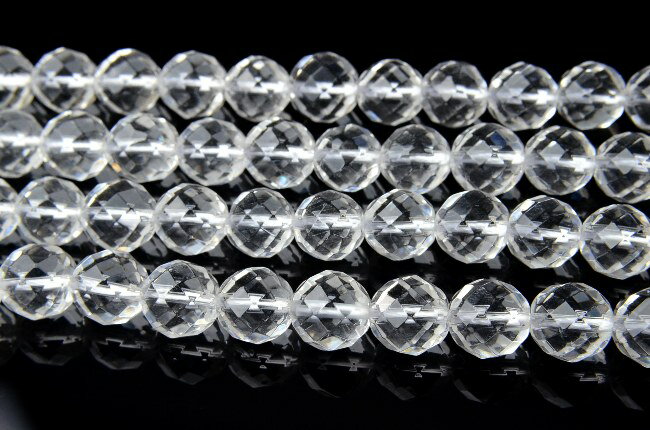 【10％OFF!】【連売り】【64面カット水晶】　10mm 1連（約38cm）天然石 パワーストーン ビーズ パーツ _R351