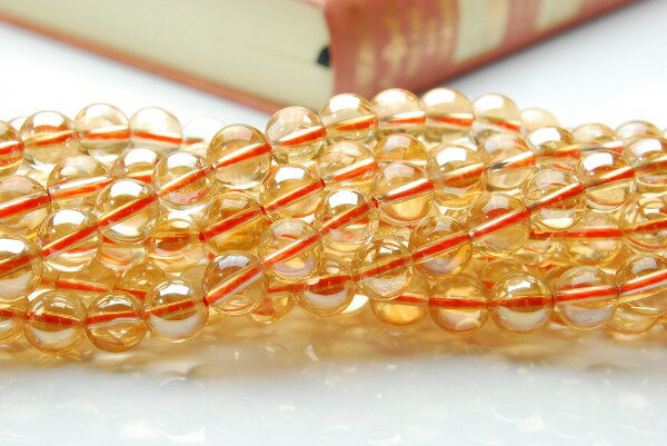 材質水晶アンバーオーラライト10mm重さ約55g