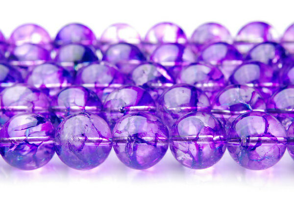 【連売り】【クラック水晶（紫）】　8mm 1連（約38cm）天然石 パワーストーン ビーズ パーツ _R774-8