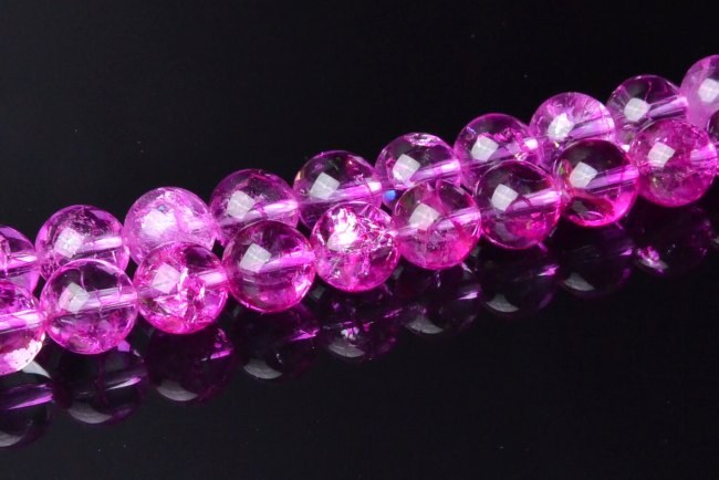 【連売り】10mm 【クラック水晶（爆裂水晶） （ピンク）】 1連（約38cm）天然石 パワーストーン ビーズ パーツ _R1585-10