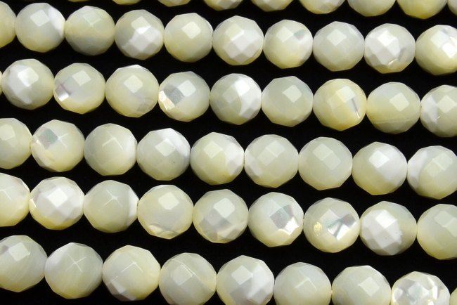 【連売り】良質【マザーオブパール （64面カット）】8mm 1連（約35cm）天然石 パワーストーン ビーズ ..