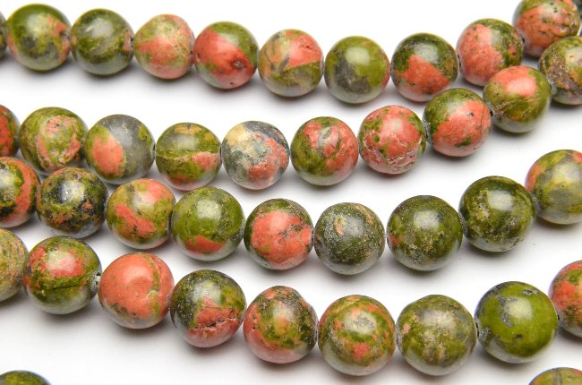 【連売り】【ユナカイト】8mm 1連（約38cm）天然石 パワーストーン ビーズ パーツ _R692-8