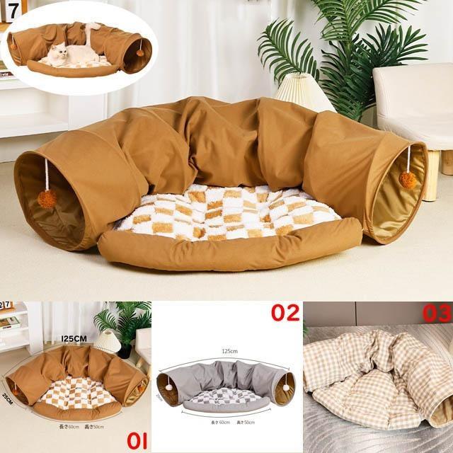 Rakuten - 猫 トンネル おもちゃ ネコ トンネル ベッド ハウス 犬 うさぎ ペット ねこちぐら ねこ ペットベッド 折りたたみ キャットトンネル おし