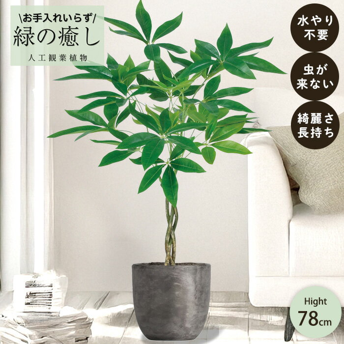 乐天商城 - 【メーカー直送】 フェイクグリーン パキラ ポット付き 74cm 中大型 高級 室内 人工観葉植物 送料無料 屋外不可 acs