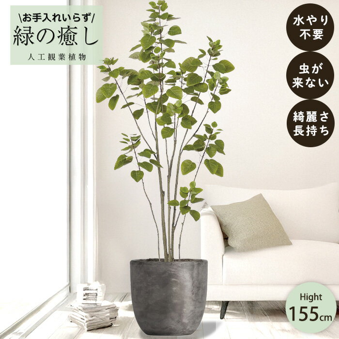 【メーカー直送】 フェイクグリーン スモークツリー ポット付き 155cm 中大型 高級 室内 人工観葉植物 ..