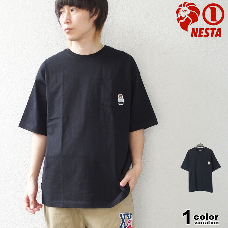 Long-Sleeved - NESTA BRAND ネスタブランド Tシャツ 半袖 ライオン ワンポイント ポケT プリント メンズ 大きいサイズ ブラック M-2XL 父の日 [262NB1003B] 【メール便対応】