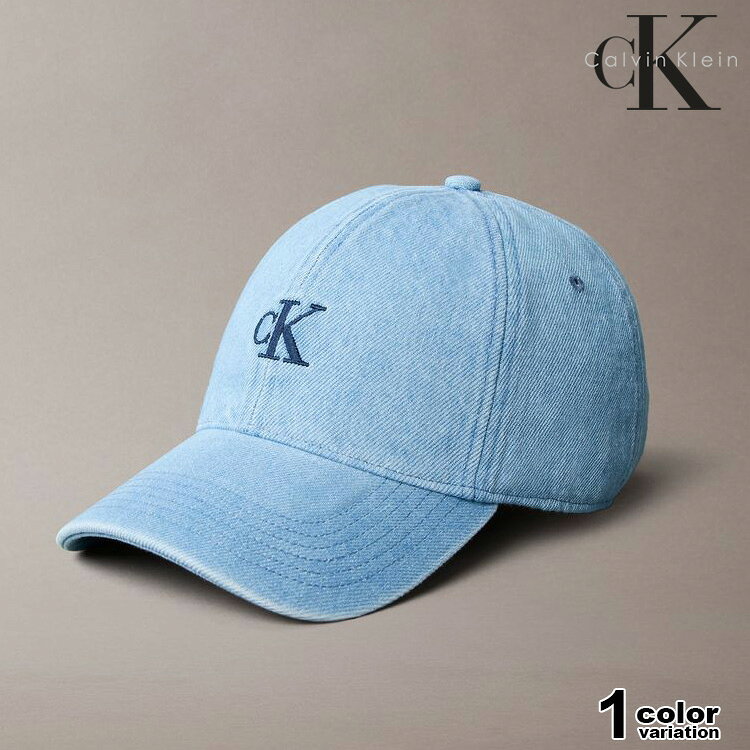 樂天商城 - カルバンクライン Calvin Klein キャップ モノグラムロゴ デニム ベースボールキャップ 6パネル バックストラップ メンズ レディース 定番 人気 MONOGRAM EMBROIDERY DENIM BASEBALL CAP (calvin klein CK 帽子 4G5003G 並行輸入品)