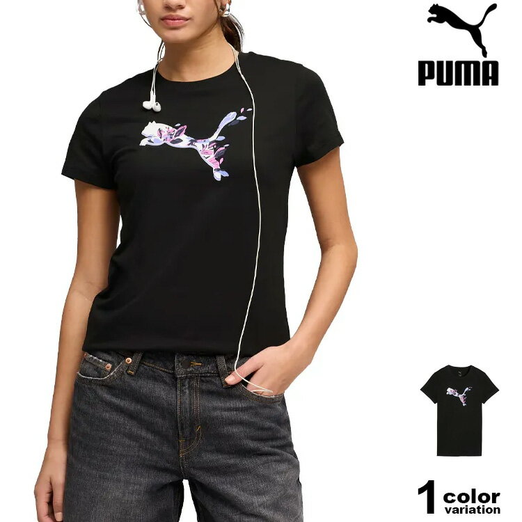 樂天商城 - PUMA プーマ 半袖 Tシャツ ウィメンズ GRAPHICS フローラル キャット Tシャツ (puma tシャツ レディース ブラック 694156 新作) 【メール便対応】