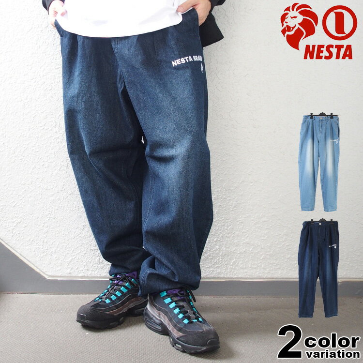 Rakuten - ネスタブランド NESTA BRAND デニムパンツ ライトオンス ワイド テーパード ジーンズ ワイド パンツ ワイドシルエット シンプル テーパード 243NB1802B (nesta brand メンズ ボトムス)
