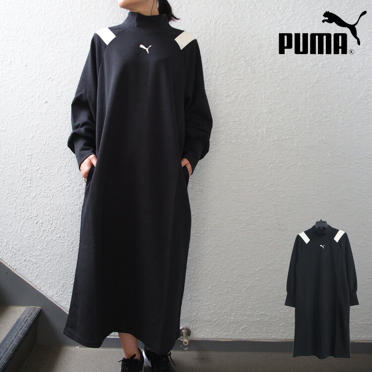 【プーマ ワンピース レディース】 スウェット ワンピース PUMA レディース MOTION ロング ドレス リラックスフィット ロング丈 スポーツウェア カジュアル ウェア #677703のサムネイル