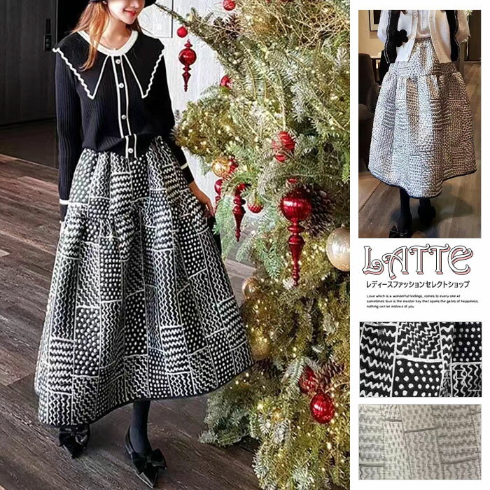 Skirts - スカート レディース ボトムス ロングスカート ロング丈 ロンスカ マキシ丈 膝下 ひざ下 Aライン リラックス ウエストゴム ボリューム ゆったり デート パーティー 送料無料