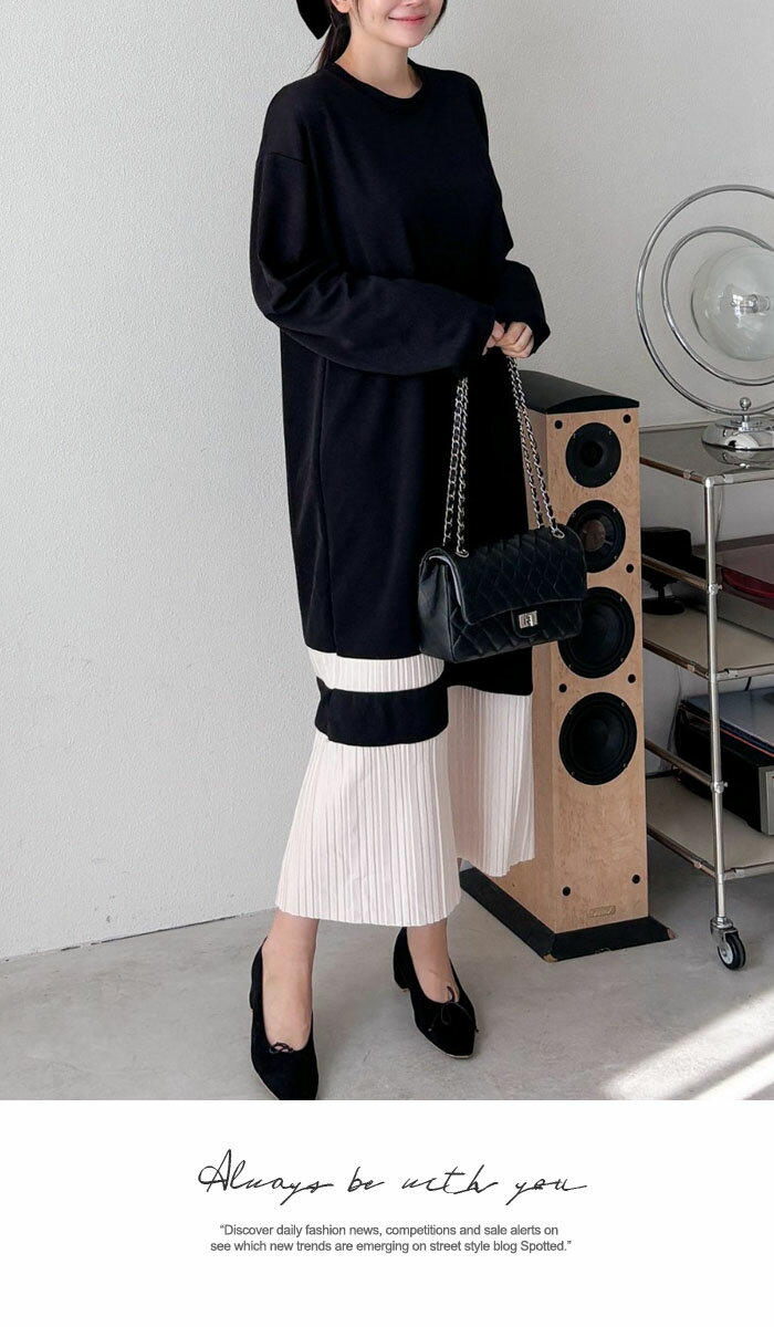 3色　裾配色プリーツワンピース　hs240901