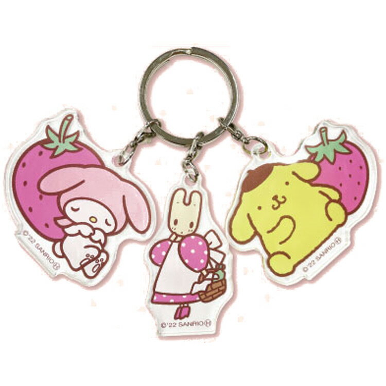 サンリオキャラクターズ 3連アクリルキーホルダー いちごのおうちシリーズ sanrio マイメロディ マロンクリーム ポムポムプリン プレゼント 863917のサムネイル