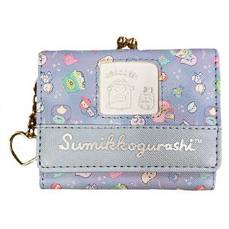 すみっコぐらし 口金ミニ財布 ブルー 135062 合皮ワッペン 合皮財布 三つ折り【ラッピング不可】