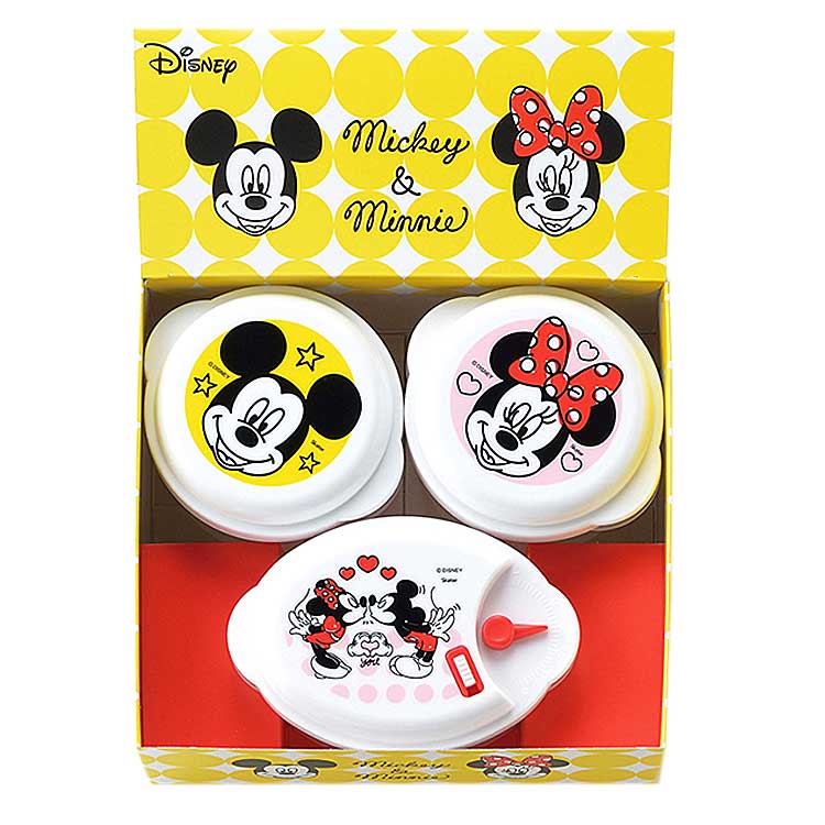 미키 & 미니 PT 전자 레인지 용기 3P 세트 087039 팝 톤 선물 디즈니 Disney 보존 용기 날짜 다이얼 첨부