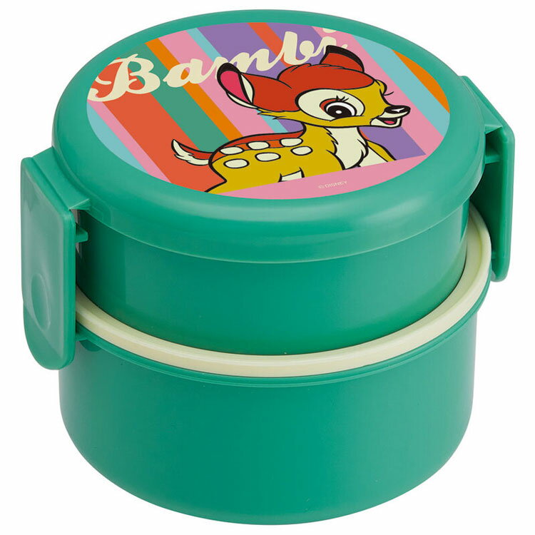 バンビ ONWR1AG 抗菌丸型ランチBOX2段 ディズニーレトロ Disney 弁当箱のサムネイル