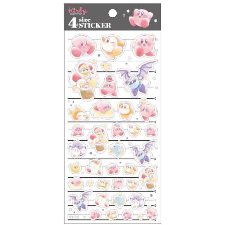 星のカービィ 4size STICKER 星のカービィ&フレンズ CUTE MODEL kirby 4サイズ 1シート シール デコ 039772のサムネイル
