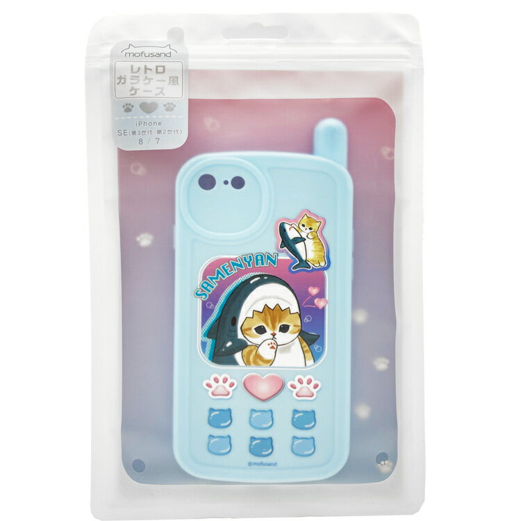 mofusand iPhoneSE(제3세대/제2세대)/8/7대응 레트로 가라케풍 케이스 110509 모프샌드 ぢ의 X 구 Twitter 인스타 SNS 고양이[랩핑 불가]