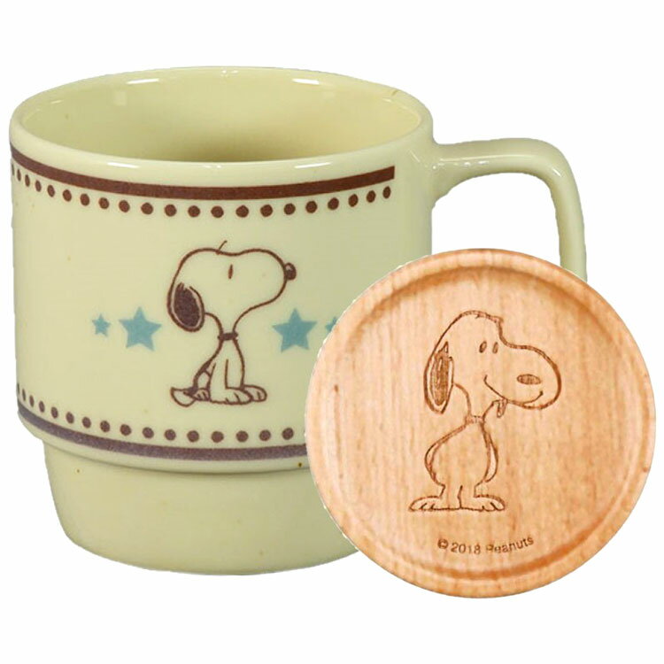 スヌーピー 木製コースター付マグ ブルー 220153 ピーナッツ ビンテージ ギフト PEANUTS