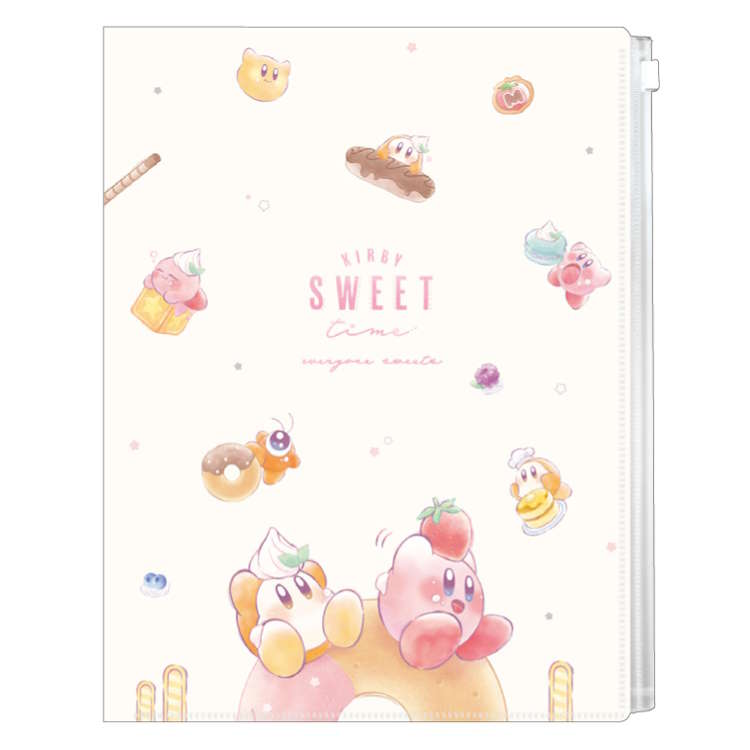 楽天キャラクターズショップ　ラフラフ星のカービィ ファスナー付き6ポケットクリアファイル Everyone sweets 収納 整理 ポケット A4 042048