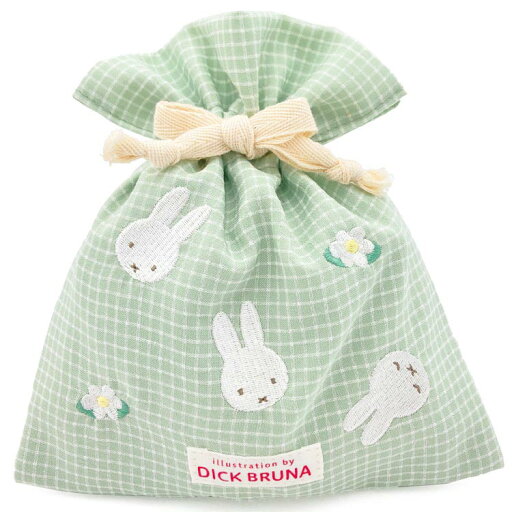 ミッフィー 巾着 グリーン 148853 チェックシリーズ miffy ディックブルーナ ミッフィー 巾着 グリーン 148853 チェックシリーズ miffy ディックブルーナ