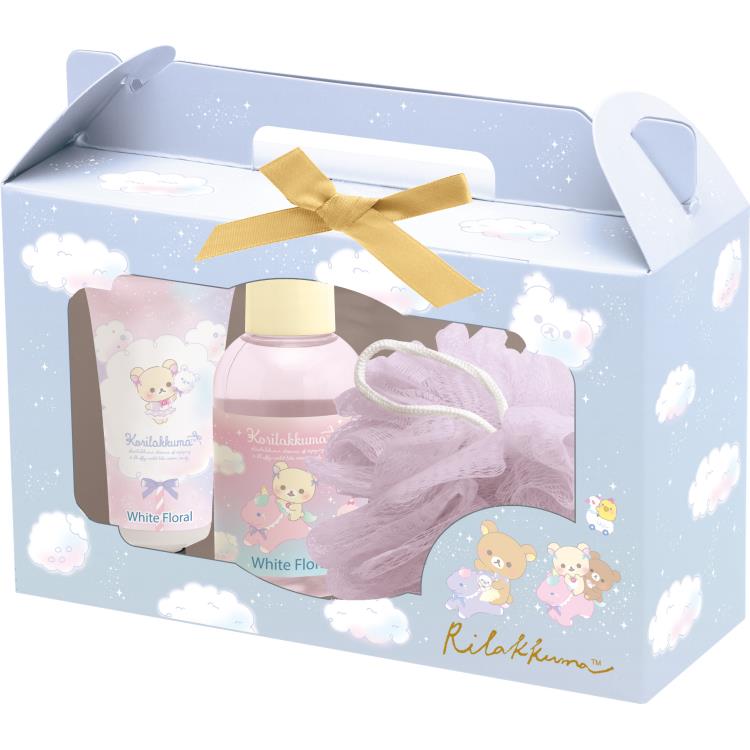 リラックマ ボディ&ハンドケアギフト ホワイトフローラルの香り GS17201 お空のくるりんわたあめ ボディソープ ハンドクリーム ボディスポンジ バスギフト...