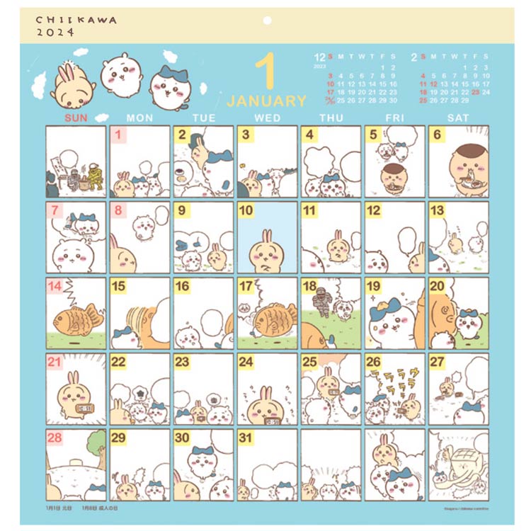 ちいかわ 2024年カレンダー 1000128530 コミックデザイン 壁掛け 115270のサムネイル