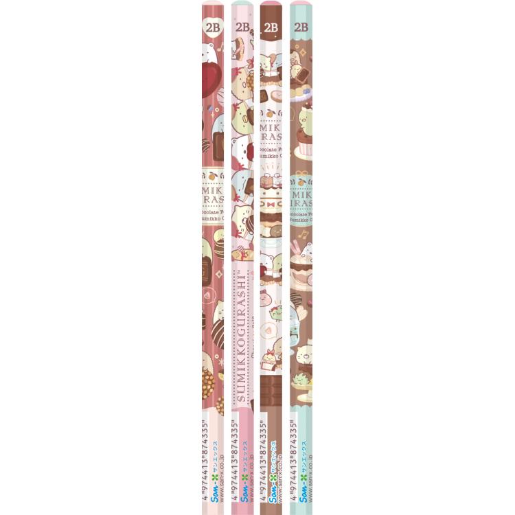 【4種セット】すみっコぐらし 鉛筆2B 喫茶すみっコでチョコレートフェア 六角軸 4本組