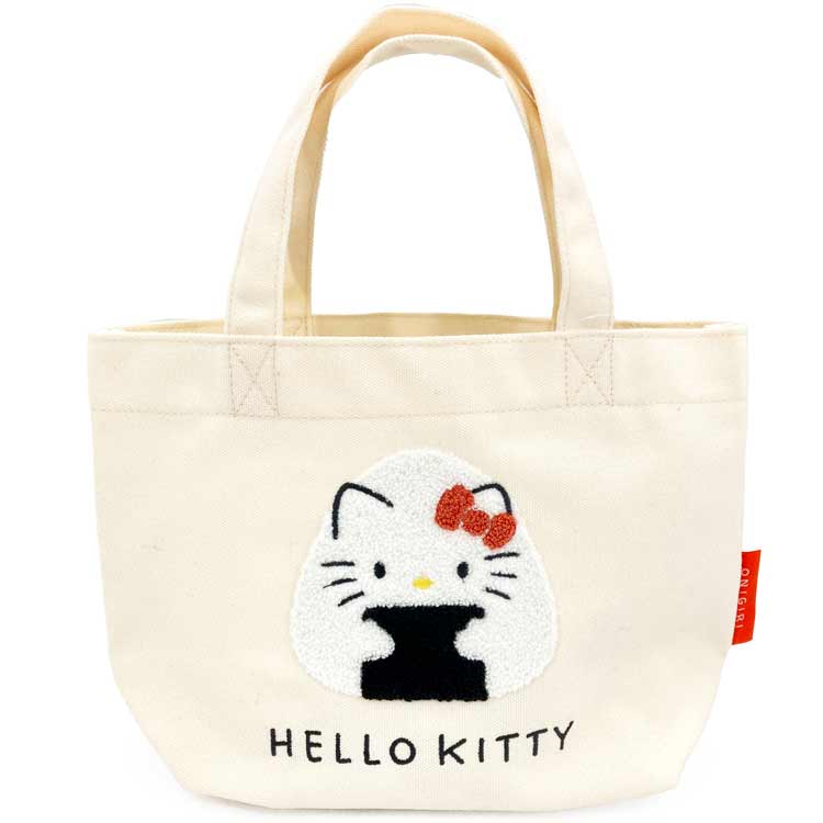 ハローキティ 帆布ミニトート 相良刺繍 トートバッグ ボリューム感ししゅう 手提げバッグ サブバッグ おにぎりシリーズ 598983(4)