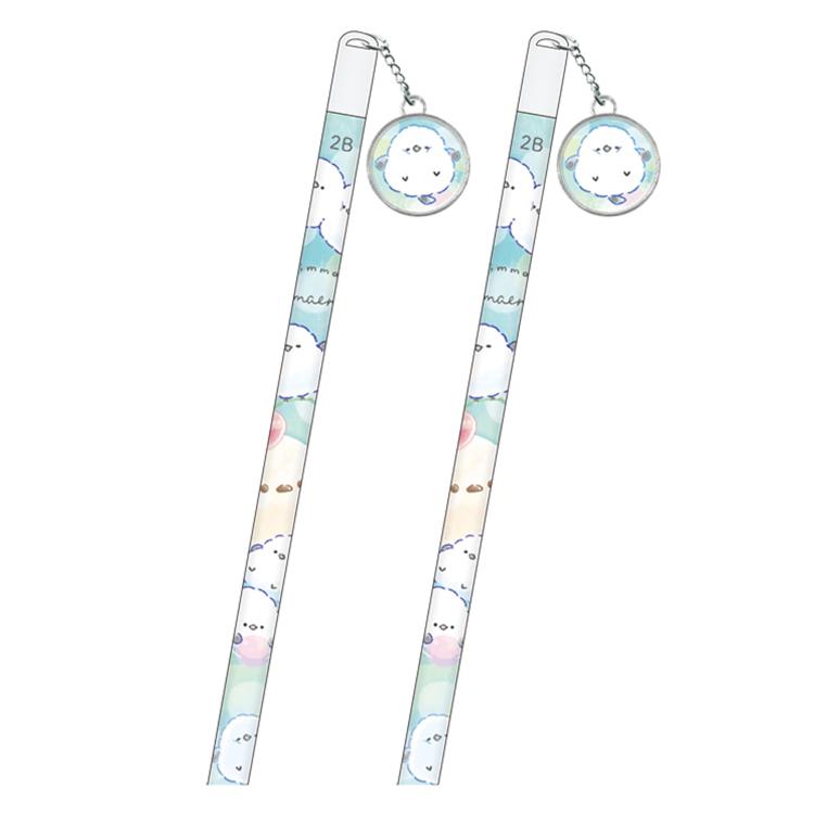【2本セット】かわいいとり キャストチャーム付き鉛筆 2B ちんまりしまえながソーダ 292951 しまえなが トリ
