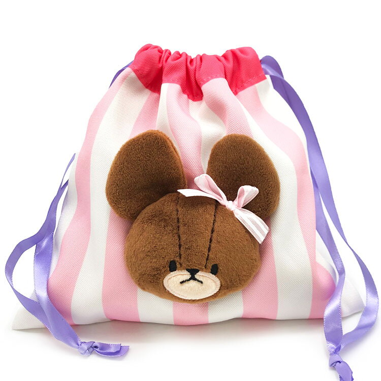Drawstring Bags - くまのがっこう ボアフェイス巾着 208675 プレゼントフォーミー the bears' school くまの学校