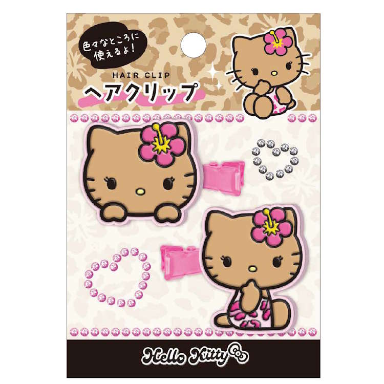 ハローキティ ヘアクリップ レオパード 前髪クリップ 2個入り 日焼けシリーズ 309871のサムネイル