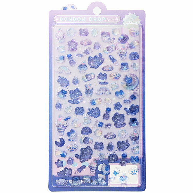 よるねこボンボン ボンボンドロップシール ミニ 912568 ネコ ファンシー【お1人様1点限り】のサムネイル