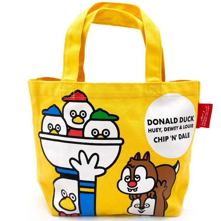 ドナルド&チップ&デール×松本セイジ カラーマチ付バッグ Color Lunch Bag YE トートバッグ 手提げバッグ サブバッグ 184232