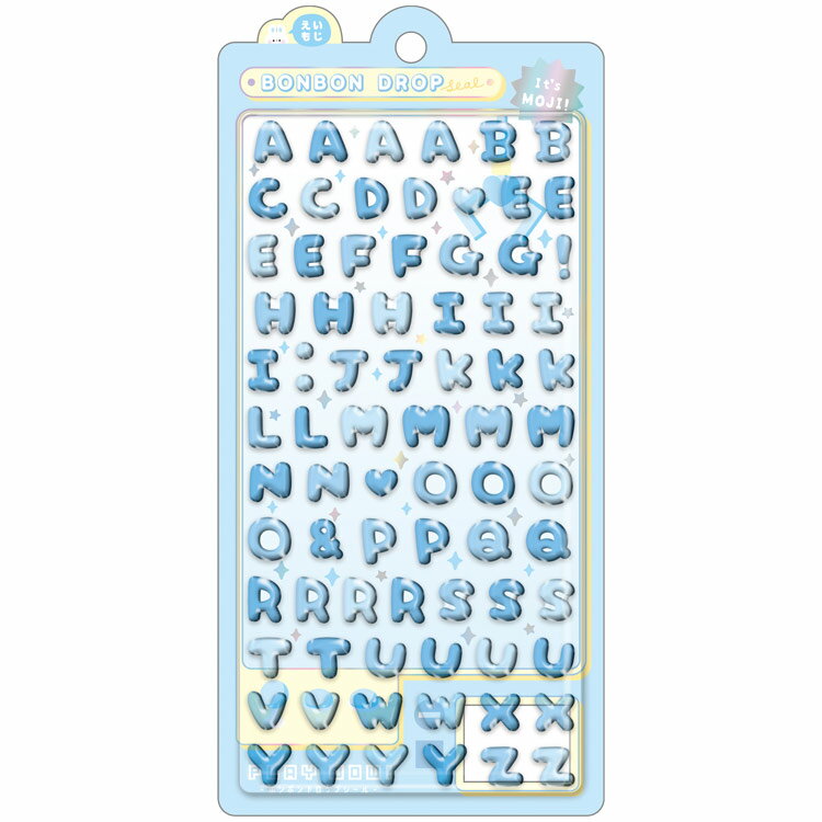 もじもじボンボン ボンボンドロップ 文字シール アルファベット ブルー クーリア 912988のサムネイル