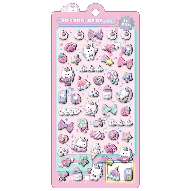 ゆにこんボンボン ボンボンドロップシール 010417 シールコレクション ユニコーン リボン キャンディ クーリア【お1人様1点限り】のサムネイル