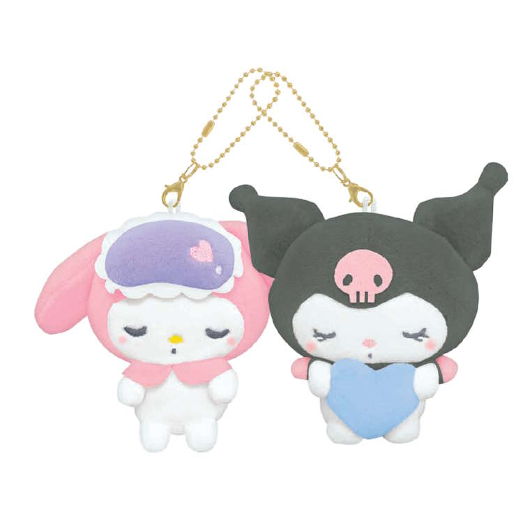 Rakuten - マイメロディ&クロミ ニコぬいキーホルダー むにゃっと 2個 ぬいぐるみ 分けあえる マグネットでくっつく 298625