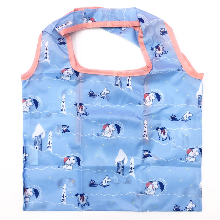 ムーミン ミニショッピングバッグ パターン ブルー 218968 SNOWY WAY HOME MOOMIN 冬 雪